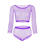 Set 2 Piese Fishnet, Violet, S-L