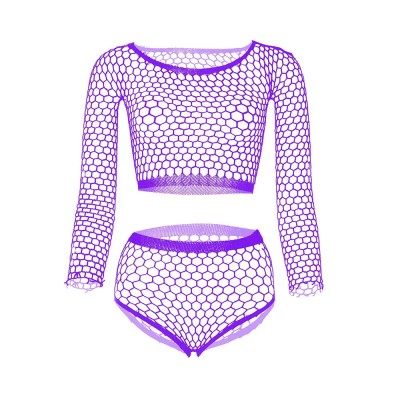 Set 2 Piese Fishnet, Violet, S-L foto