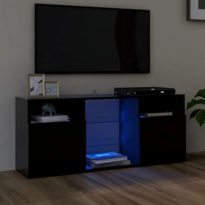 Comodă TV cu lumini LED, negru, 120x30x50 cm foto