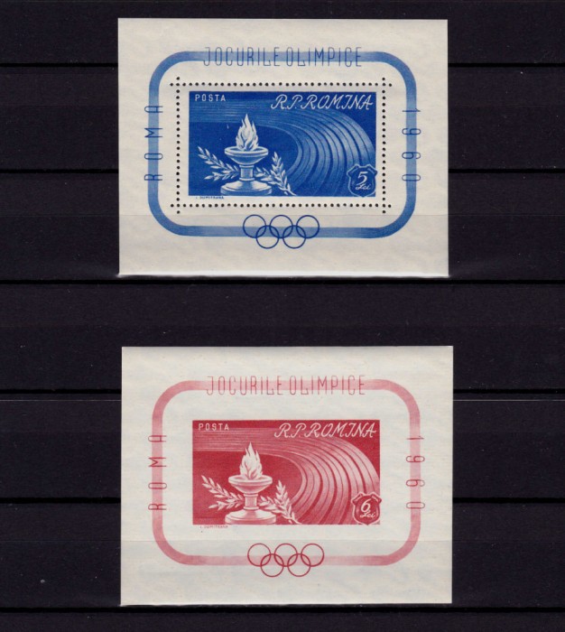 ✅RO 1960 LP 495+496 "Jocurile Olimpice Roma (I)" ,colita d.+nd. nr. 46+47, MNH