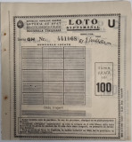 ROMANIA RPR Loteria de Stat LOTO SAPTAMANAL Timisoara 100 lei