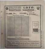 ROMANIA RPR Loteria de Stat LOTO SAPTAMANAL Timisoara 100 lei