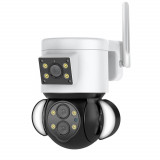 Camera de securitate IP wireless Q-SX921 cu lentile duble WiFi PTZ si iluminare LED