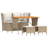 Cumpara ieftin Set canapele de gradina, 4 piese, cu perne, bej, poliratan