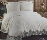 Cumpara ieftin Set Cuvertura De Lux Bumbac 100% 3 Piese 240X260 Cm-Model Premium Crem