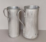 2 Bidoane militare vintage din aluminiu pentru ceai si cafea, stanta MFA anii 60