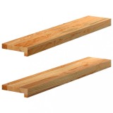 VidaXL Pervaz 2 buc lemn masiv de maro deschis 80x15x2 cm