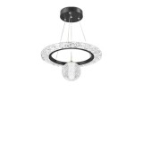 Lustra LED, 24W, cu cristale, culoar corp negru, inaltime 50cm