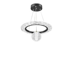 Lustra LED, 24W, cu cristale, culoar corp negru, inaltime 50cm