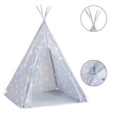 Cort de copii teepee cu geanta, gri, 115x115x160 cm, poliester