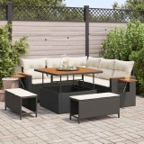 Cumpara ieftin Set de canapele pentru gradina 9 buc. 8-Locuri Negru si Crem