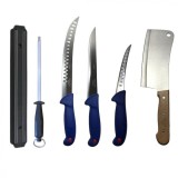 Cumpara ieftin Set profesional de macelarie, transat, injunghiat, dezosat, filetat, 3 cutite otel carbon, satar, masat pentru ascutit, suport magnetic