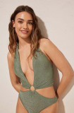 Women&#039;secret costum de baie dintr-o bucată SHIMMER culoarea verde, cupa usor rigidizata, 5527113