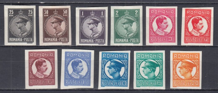 ROMANIA 1930 LP 86 d REGELE CAROL II FILIGRAN P.T.T. SERIE NEDANTELATA GUMA ORIGINALA SARNIERA