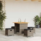 Cumpara ieftin Set mobilier de grădină cu perne, 5 piese, gri, poliratan