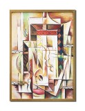 Cumpara ieftin Tablou pictat manual inramat, Univers muzical, 75x55cm ulei pe panza, gata de agatat pe perete