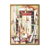 Tablou pictat manual inramat, Univers muzical, 75x55cm ulei pe panza, gata de agatat pe perete
