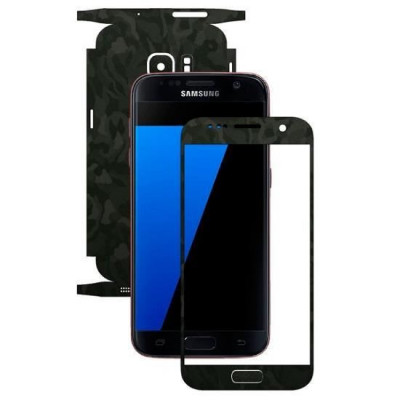 Set Folii Skin Acoperire 360 Compatibile cu Samsung Galaxy S7 - ApcGsm Wraps Shadow Green foto