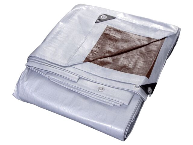 Tarpaulin PLAST 12m x 6m Polyetilenă Argintiu-Maro 210g/m&sup2;