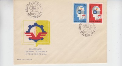C12 - FDC Romania - Colaborarea cultural-economica intereuropeana - LP699 - 1969 foto