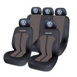 Set Huse Scaune Universale Premium Carguard Personalizate cu Volkswagen &ndash; Negru/Bej