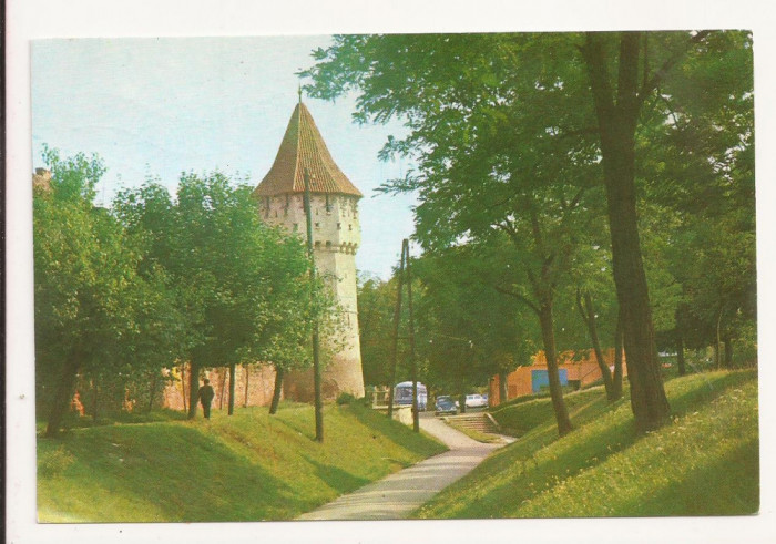 Carte Postala veche Romania - Sibiu- Turnul Dulgherilor , circulata 1974