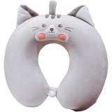 Pern&Auml; travelcat, suport ergonomic pentru g&Atilde;&cent;t &Egrave;i cap, spum&Auml; cu memorie, 30x30 cm, sistem de prindere cu capse, gri