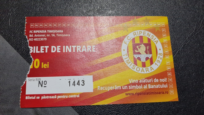 Bilet Ripensia Timisoara