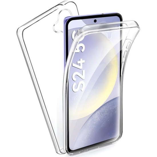 Husa 360 ALC Mobile, compatibila cu Samsung Galaxy S24, V2 Transparent fata+spate