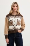 Pepe Jeans cardigan din amestec de l&acirc;nă culoarea maro, călduros, PL7000040