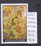 1991 Crăciun LP 1273 MNH Pret 0,45+1 Lei, Religie, Nestampilat