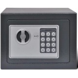 Seif Otel Electronic cu Chei, 23x17x17cm, Montare Perete/Podea, Gri Inchis, Ideal Acasa/Birou