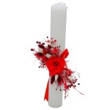 Lumanare de cununie botez, 40 cm, cu plante naturale uscate (personalizabila cromatic si cu text)
