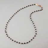 Cumpara ieftin Colier Rozariu Unisex Argint 925 Placat Aur Roz cu Spinel Negru 3mm, 50cm, Anthony Rose, Made in Italy