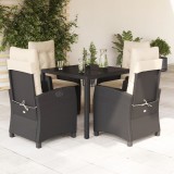 Cumpara ieftin Set mobilier de grădină cu perne, 5 piese, negru, poliratan
