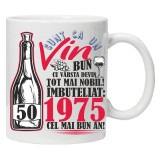 Cana alba personalizata &quot;Un Vin Bun 1975-50&quot;, INOVATIX&reg;️. 330ml, Oem