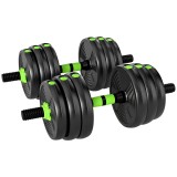 SPORTNOW Set Bară cu Greutăți 3 &icirc;n 1 cu 16 Discuri și Prindere Antiderapantă, 140x20x20 cm, Verde | Aosom Romania