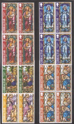 Gibraltar 1997 - Crăciun - Vitralii (in bloc de 4), MNH foto