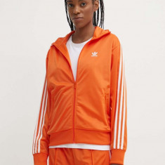 adidas Originals bluza femei, culoarea portocaliu, cu imprimeu, IP0610