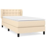 Cumpara ieftin Pat box spring cu saltea, crem, 80x200 cm, textil
