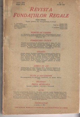 Revista Fundatiilor Regale iun/1946 T. Arghezi G. Galaction N. Steinhardt foto
