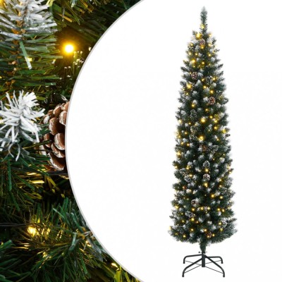 Brad Crăciun artificial subțire cu 300 LED-uri, 180 cm foto