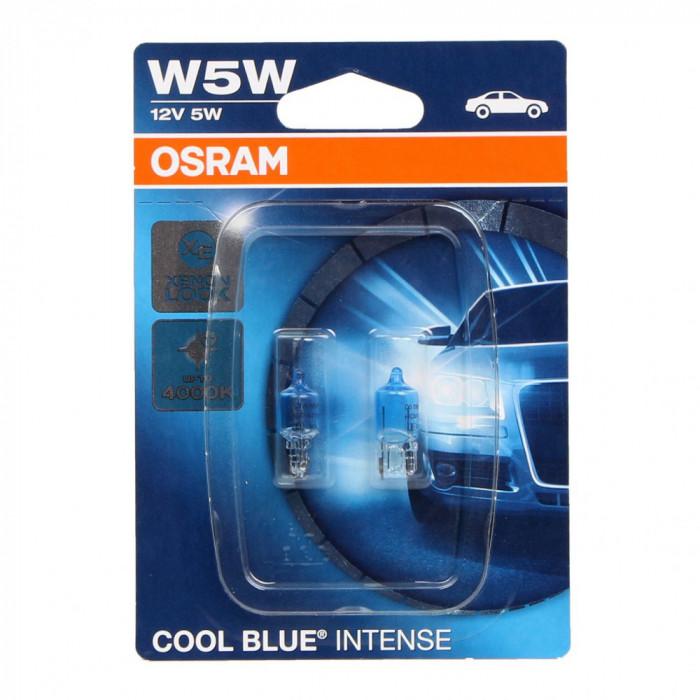 Set 2 Buc Bec Osram W5W 12V 5W Cool Blue Intense CBI 2825HCBI-02B