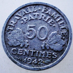 1.931 FRANTA WWII VICHY 50 CENTIMES 1942