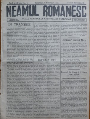 Ziarul Neamul romanesc , nr. 6 , 1915 , din perioada antisemita a lui N. Iorga foto