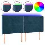 Cumpara ieftin Tablie de pat cu LED, albastru inchis, 203x16x118/128cm catifea
