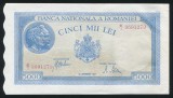 q740 BANCNOTA 5000 LEI 28 SEPTEMBRIE 1943 filigran TRAIAN NECIRCULATA dar cu urme de manipulare