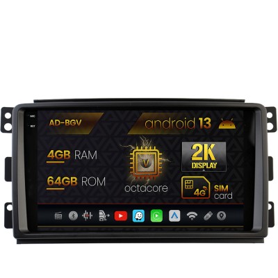 Navigatie Smart For Two (2007-2010), Android 13, V-Octacore 4GB RAM + 64GB ROM, 9.5 Inch - AD-BGV9004+AD-BGRKIT417 foto