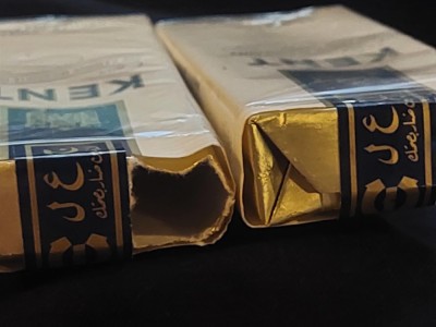 Reclama veche,2 PACHETE vechi TIGARI&amp;quot;KENT&amp;quot;DELUXE 100s-NEcartonat-MADE IN U.S.A TIMBRU ARABESC foto