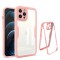 Husa iPhone 12 Pro Max 360 grade silicon TPU transparenta Roz